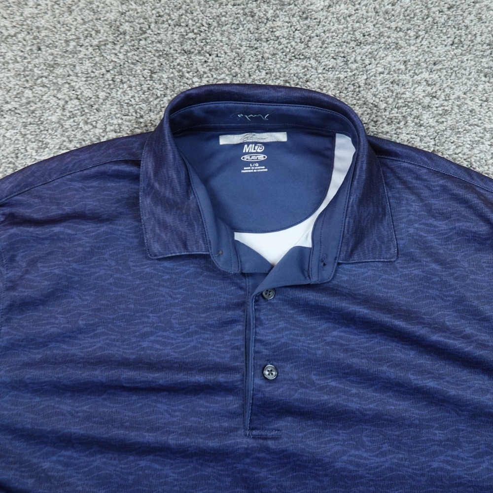 Greg Norman Polo Shirt Mens L Blue ML75 PlayDry Golf Performance Short Sleeve